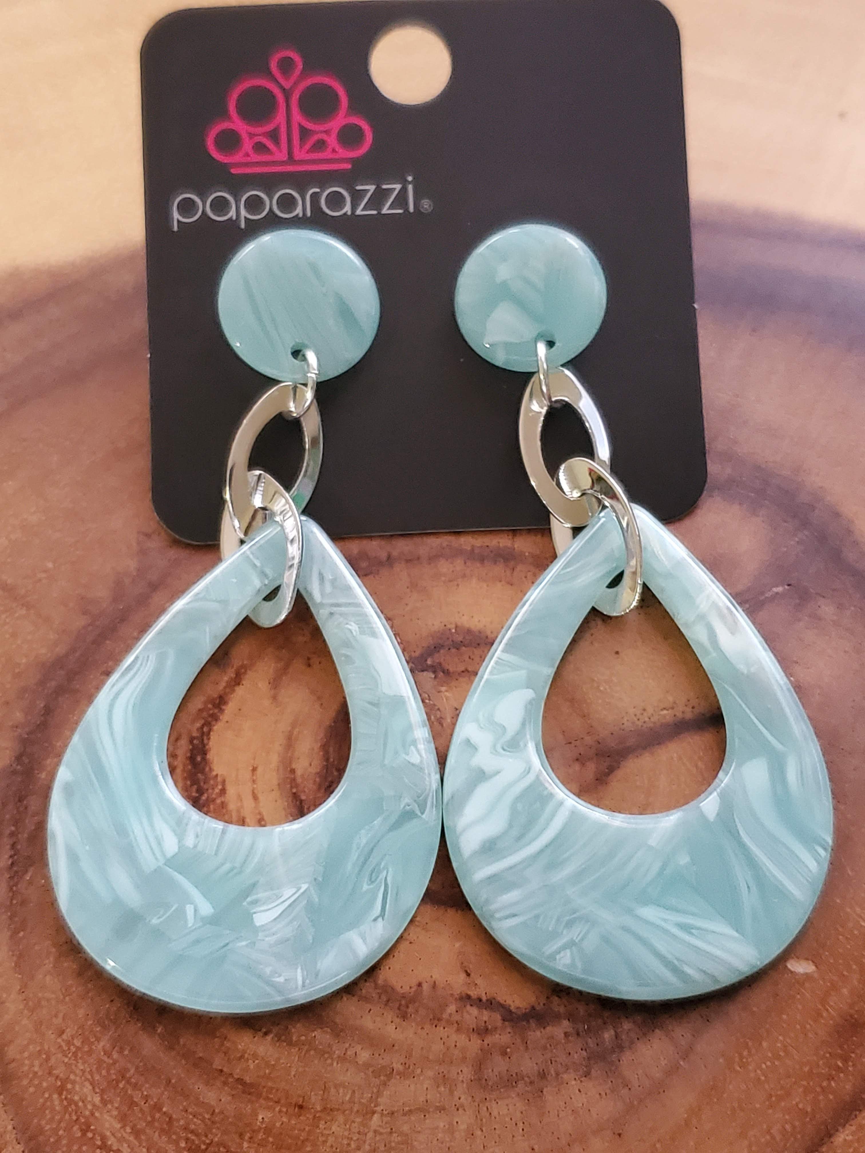 Blue acrylic earrings deals paparazzi