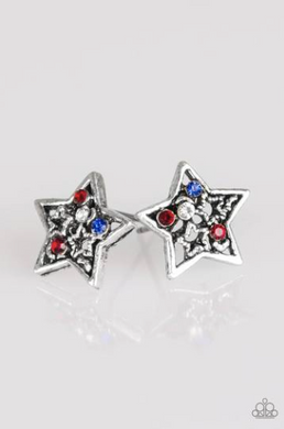Starlet Shimmer Earrings - USA Star Rhinestone Paparazzi
